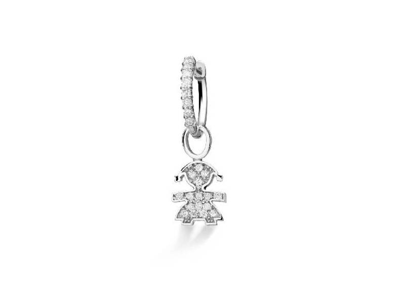 WHITE GOLD MONO EARRING I PAVÉ GIRL LE BEBE' LBB543